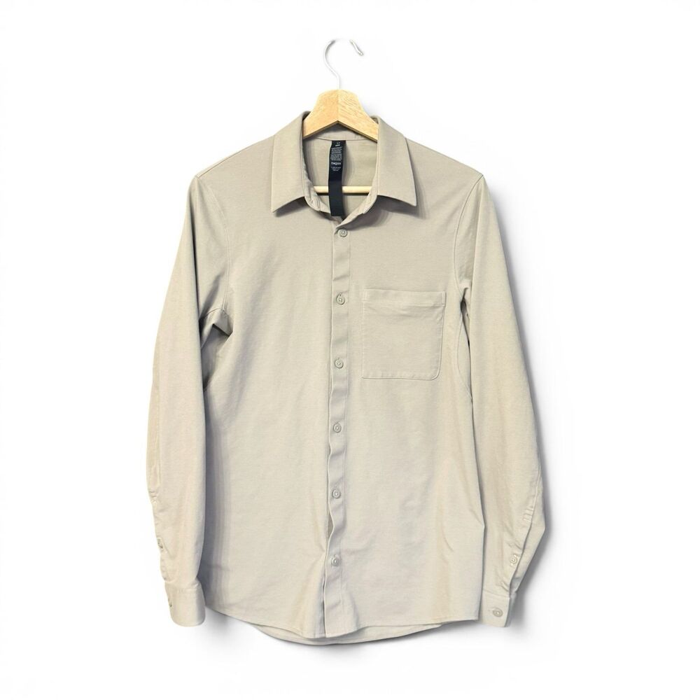 Lululemon Commission Long-Sleeve Button Up Tan Dress Shirt Pocket  Men's Small